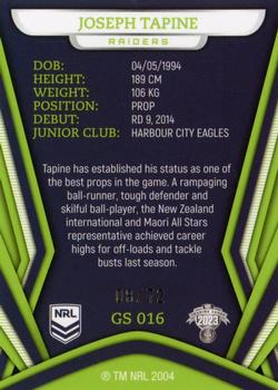 2023 NRL Traders Titanium - Gold Pearl Special #GS016 Joseph Tapine Back